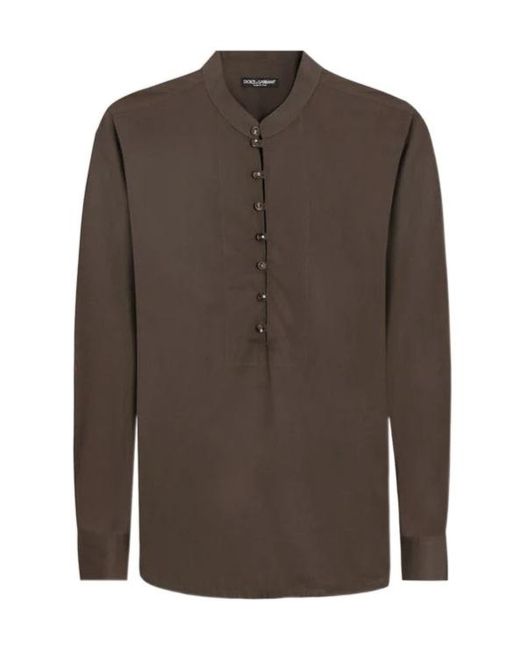 Dolce & Gabbana Brown Mandarin Shirt for men