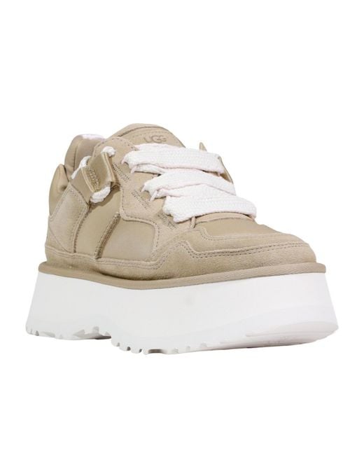 Ugg Natural Astromel Logo Debossed Lace-Up Sneakers