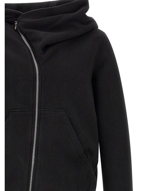 Rick Owens Black Mountain Asymmetric Zip Hoodie for men