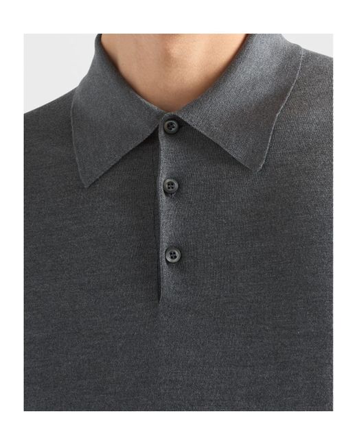 Prada Gray Silk Polo Shirt for men
