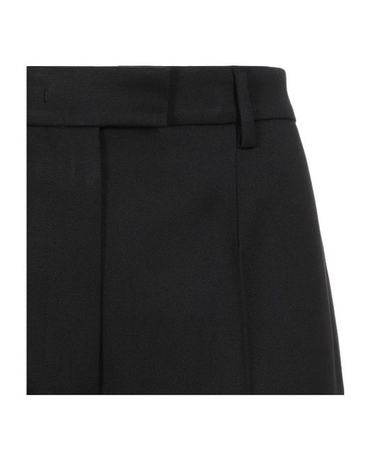 Prada Black Pleated Tapered-Leg Trousers