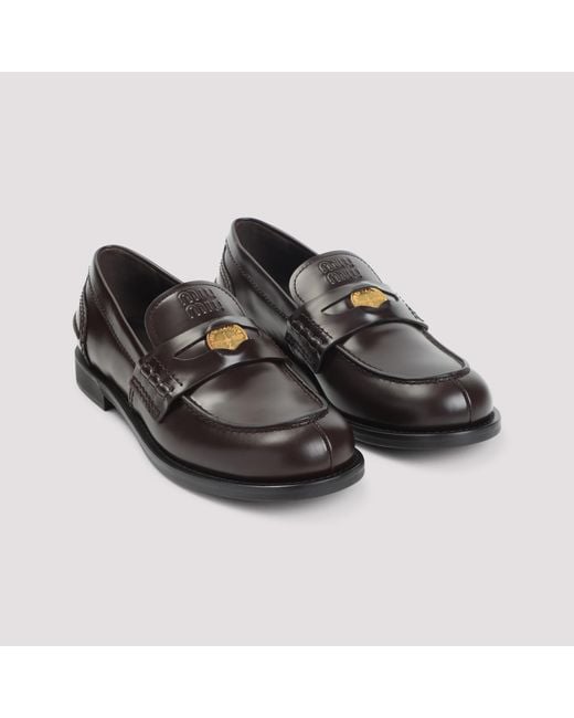Miu Miu Black Leather Penny Loafers