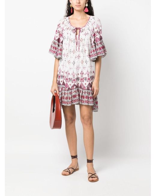 Isabel Marant Pink Isabel Marant Étoile Geometric-Print Ruffled Dress