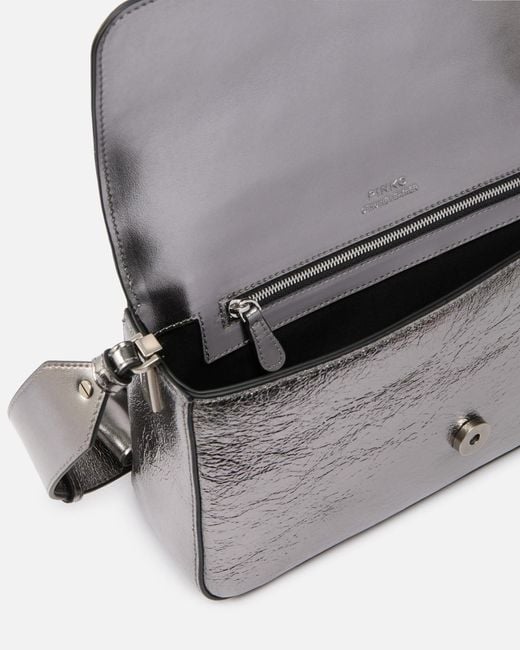 Pinko Gray Love One Classic Shoulder Bag