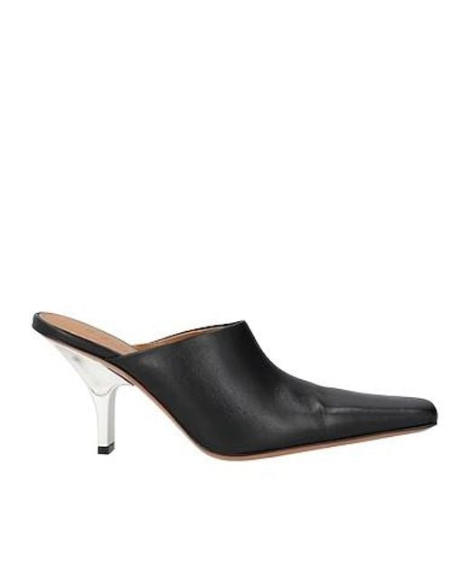 Marni Black Square-Toe Leather Mules