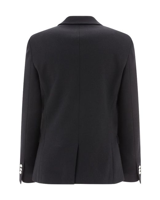 Balmain Black Double-Breasted Flannel Blazer for men