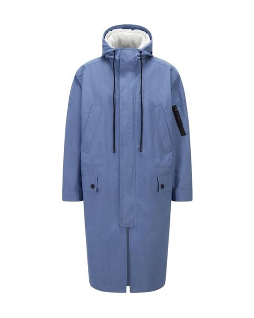 Boss Blue Long Thickened Coat for men