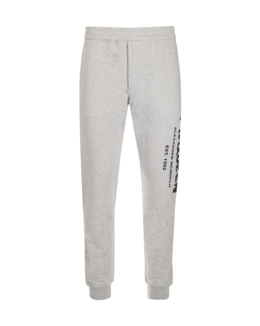 Alexander McQueen Gray Graffiti Logo Printed Joggers for men