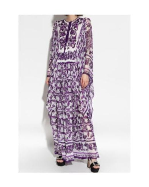 Dolce & Gabbana Purple Majolica Printed Midi Dress