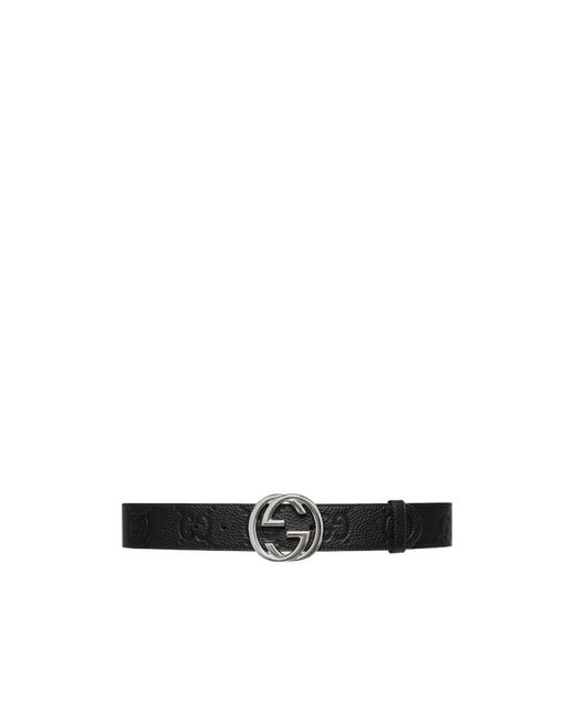 Gucci Black Logo Plaque Buckled Belt for men