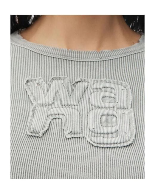 T By Alexander Wang Gray Cropped Long-Sleeve Top