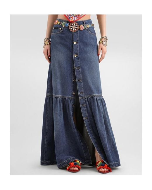 Dolce & Gabbana Blue Long Denim Skirt