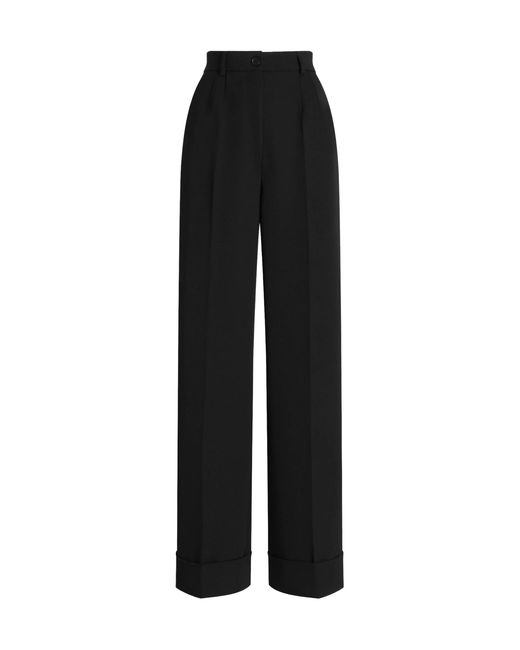 Dolce & Gabbana Black Straight Leg Gabardine Trousers