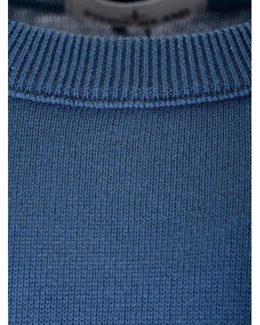 Stone Island Blue Compass Patch Crewneck Jumper for men