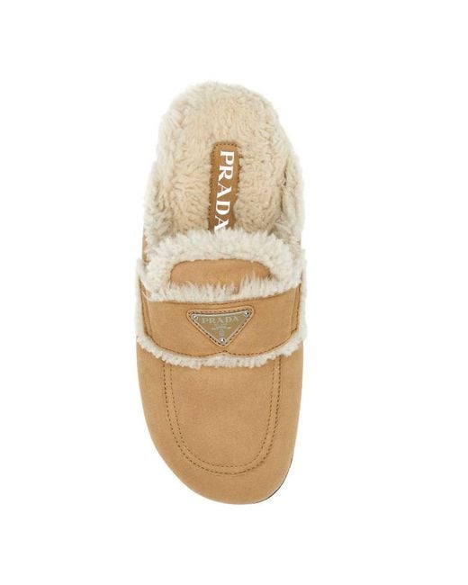 Prada Multicolor Shearling Slippers