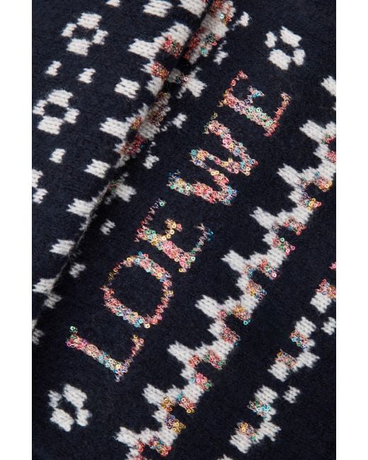 Loewe Blue Logo Intarsia Scarf