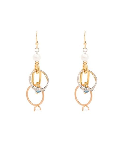 Marni Metallic Embellished Hoop Earrings