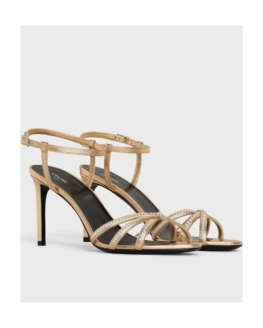 Céline Metallic Open-Toed High-Heeled Sandals