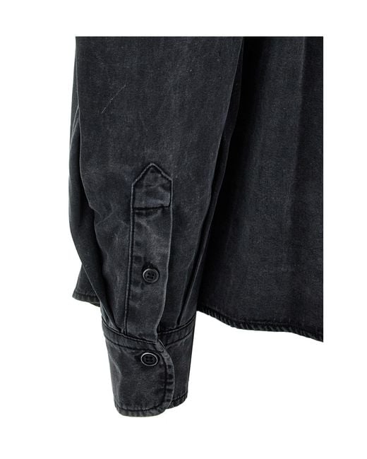 Isabel Marant Black Isabel Marant Étoile Idety Ruffled Denim Shirt