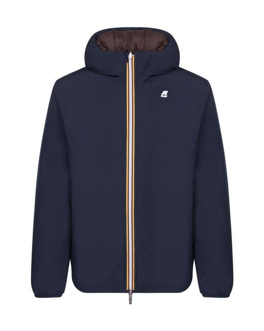K-Way Blue Reversible Logo-Appliqué Down Jacket for men