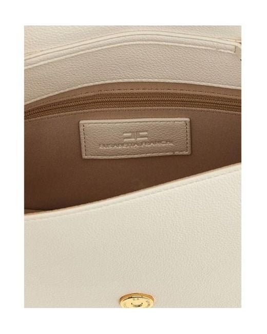 Elisabetta Franchi Natural Logo Stamp Foldover Top Shoulder Bag