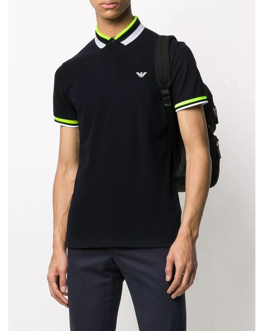 Emporio Armani Black Tri-Stripe Polo Shirt for men