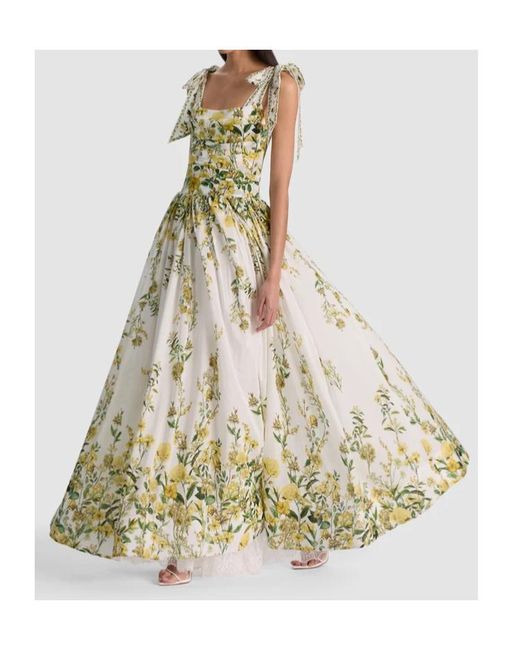 Alice + Olivia White Alice Olivia Haven Floral-Printed Maxi Dress