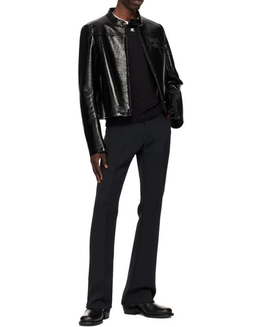 Courreges Black Courrèges Contrast Crewneck Straight Hem T-Shirt for men