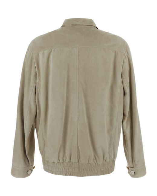 Brunello Cucinelli Green Zipped Bomber Jacket for men