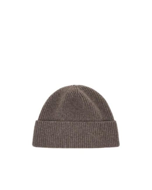 Giorgio Armani Brown Ribbed Cashmere Beanie With Cuff for men
