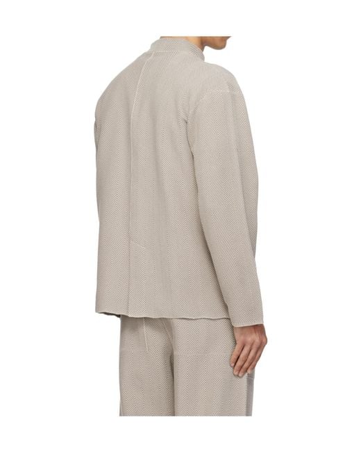 Homme Plissé Issey Miyake Natural Herringbone Casual Jacket for men