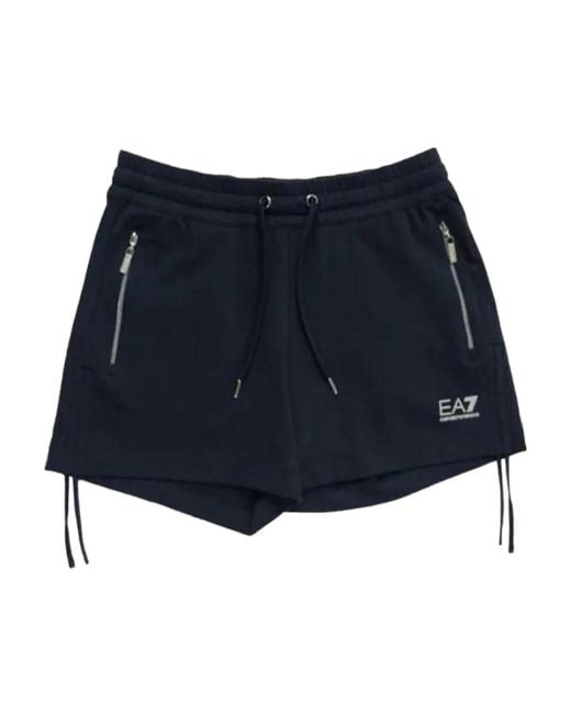 EA7 Blue Logo Drawstring Shorts