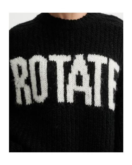 ROTATE BIRGER CHRISTENSEN Blue Logo Intarsia-Knit Crewneck Jumper