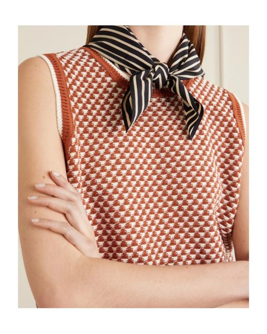 Varley Red Jenson Two-Tone Knitted Cotton Vest