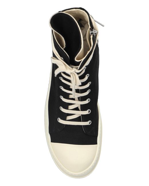 Rick Owens Black High Top Lace-Up Sneakers for men