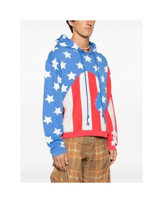 ERL Blue Stars And Stripes Swirl Sweatshirt for men