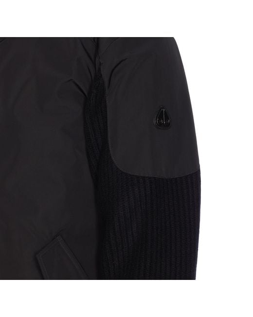 Moose Knuckles Black Magnus Knit Hybrid Zipped Bomber Jacket for men