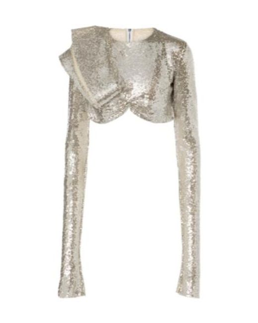 Maticevski White Sequined Crop Top