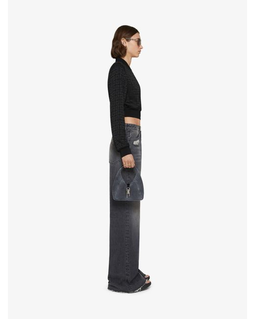 Givenchy Gray Logo Plaque Wide Leg Jeans