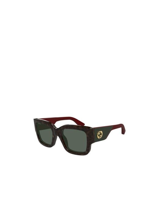 Gucci Black Eyewear Rectangular Logo-Detail Sunglasses