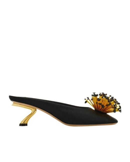 Ferragamo Black Ferragamo Safi Embellished Heel Mules