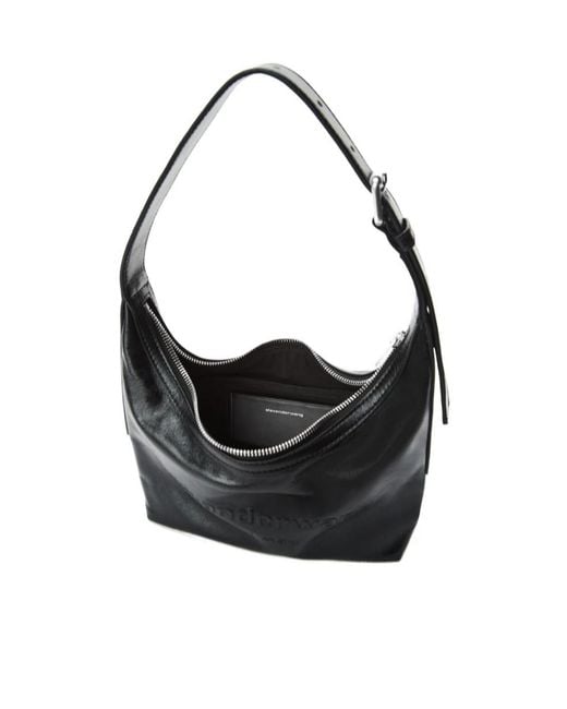 Alexander Wang Black Punch Logo Embossed Small Hobo Bag