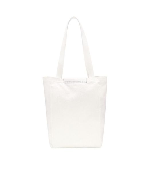 Longchamp White Le Pliage Medium Tote Bag