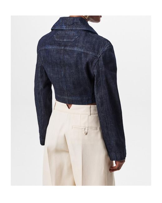 Jacquemus Blue Lapel Long Sleeve Denim Jacket