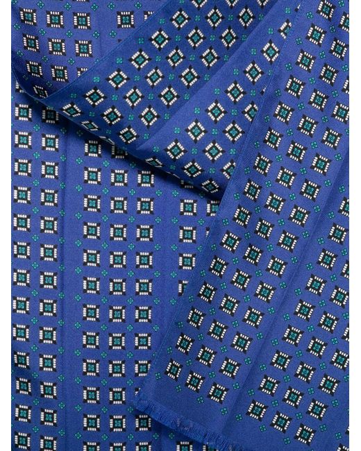 Tom Ford Blue Silk Scarf With All-Over Pattern for men