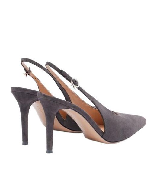 Gianvito Rossi White Solid Suede Slingback Pumps