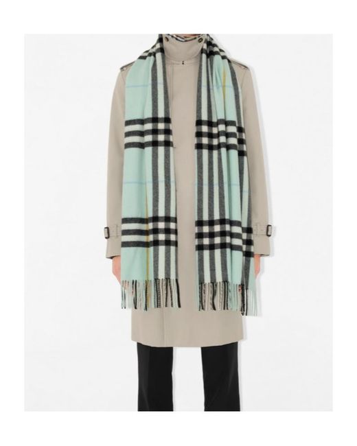 Burberry Green Wide-Check Cashmere Scarf for men