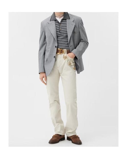 Versace Gray Check Single-Breasted Blazer for men
