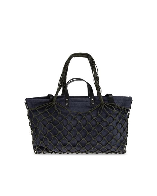 DSquared² Black Net Overlay Tote Bag for men