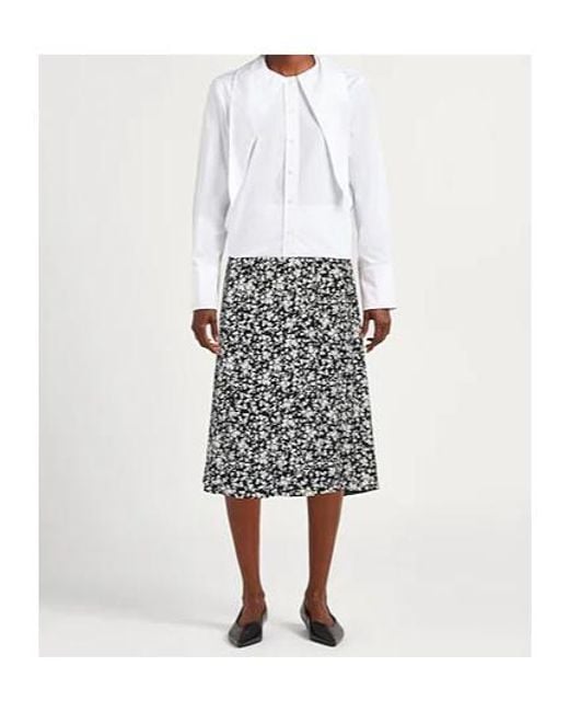 Ganni White Printed Midi Skirt
